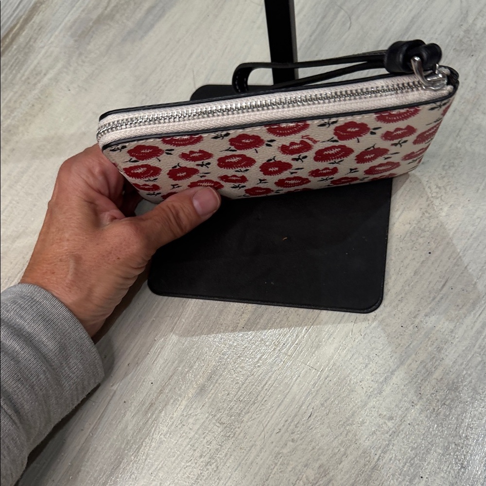 Coach Cream and Red Floral Wristlet - Picture 4 of 7